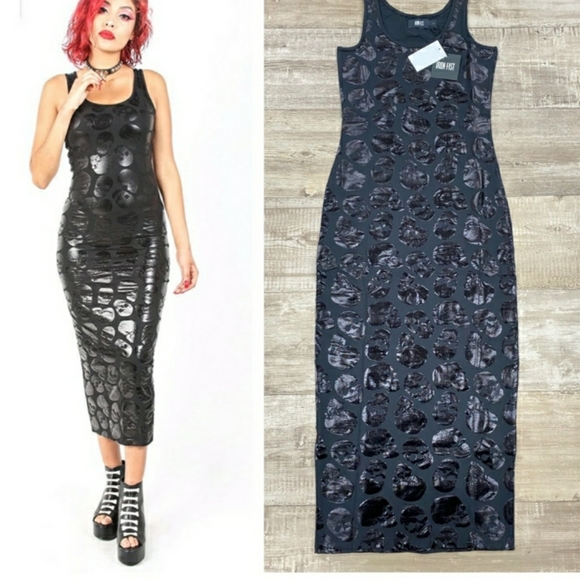 Iron Fist Dresses & Skirts - NWT IRON FIST Black Skulls Bodycon Dress Large L Cosplay Goth